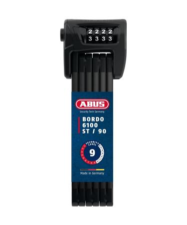 Abus folding lock Bordo Combo 6100/90 with a lock pocket - bicycle lock made of hardened steel - with a number code - Abus security level 9-90 cm - black single