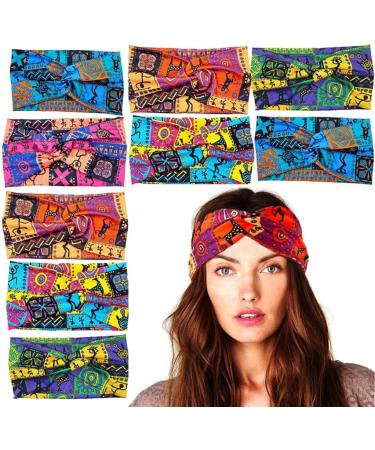 JSGHGDF Patterned Headwear Bohemia Knotted Wide Headbands Kids Adults Colorful Headpiece Fashionable and Comfortable Sweatbands Pink - Buy Online on SooperMarket.com