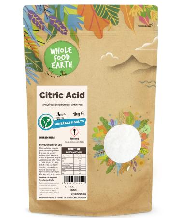 Wholefood Earth Citric Acid 1kg | Anhydrous | Food Grade Single