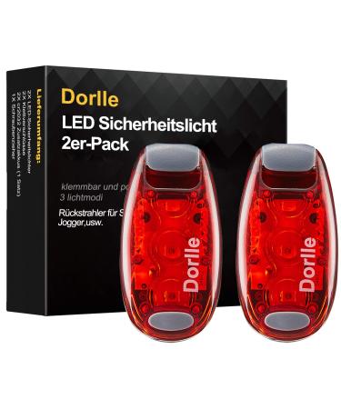 Dorlle LED safety light flashing light school satchel 2er set flashing clip for running child safety backpack sports bag with bracelet pets red