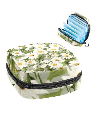 Beautiful Chamomiles Sanitary Napkin Storage Bag Feminine Menstrual Cup Pouches Nursing Pad Holder Tampon Bags Portable Period Bag for Women Teen Girls 1Pcs Multi-colored 14