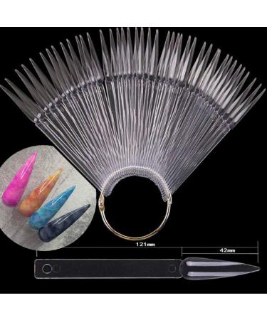 40pc Clear Stiletto Nail Swatches Display Kit with 50pc Stand Holder and 3m Fake Nail Sticker Tape - Nail Art Practice Set - Buy Online on SooperMarket.com