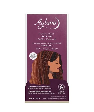 Ayluna Plant Hair Color 50 Chestnut Red - Vegan Ammonia-Free Formula for Long-Lasting Color & 100% Gray Coverage (100g) - Buy Online on SooperMarket.com
