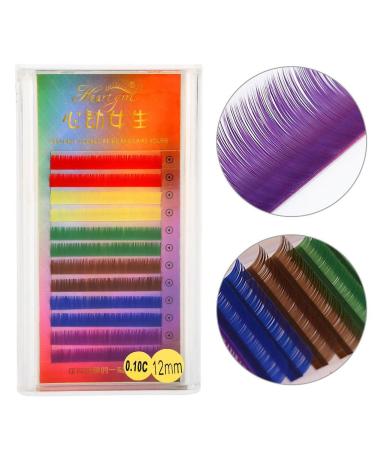 False Eyelashes 3 Types Rainbow Colorful False Eyelash Extension Gradient Fake Eyelashes Individual(12mm)