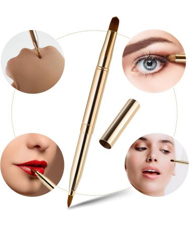 Retractable Dual End Lip Makeup Brush | Portable Lipstick & Concealer Brushes - Gold - Buy Online on SooperMarket.com