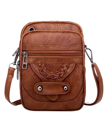 Qwuveds women Small shoulder bag phone wallet women mini shoulder messeng Package bicycle pockets behind children unit size brown