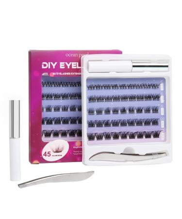 Individual Lashes 5 Style Cluster Lashes C CC D Curl 45 Clusters DIY False Eyelashes Reusable Soft Natural Easy Fan Russian Eyelash Extensions Clear Glue Individual Lashes 10-14mm 45 clusters kit - MIX