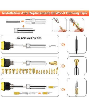45PCS Wood Burning Kit with 22 Carving Tips | Adjustable Temperature 200-420 | Professional Craft Tool Set for Beginners and DIY Carving - Yellow - Buy Online on SooperMarket.com