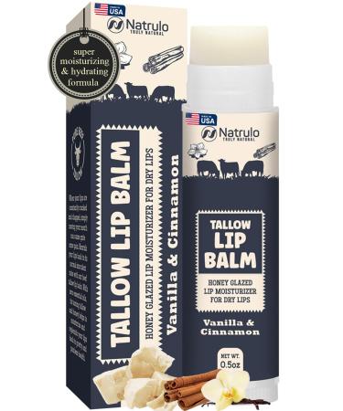 Beef Tallow Lip Balm Natural Tallow Beeswax Chapstick Hydrating Moisturizer Grass Fed Bison Tallow Balm Lip Care Soothes Chapped Dry Lips Sensitive Skin Long Lasting & Vitamin Rich USA-Made