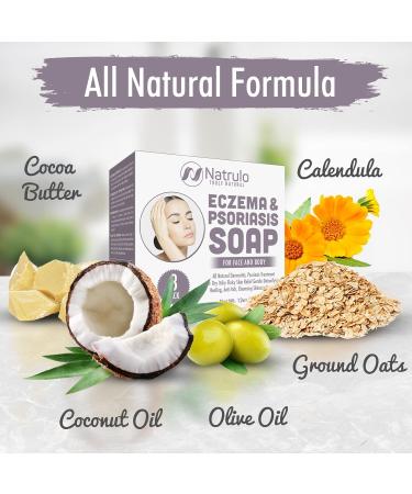 Eczema Soap Bar for Face and Body - All Natural Dermatitis & Psoriasis Treatment - Gentle Relief for Dry, Itchy, Flaky Skin - Made in USA - 4 oz Bar (Pack of 1) - Buy Online on SooperMarket.com