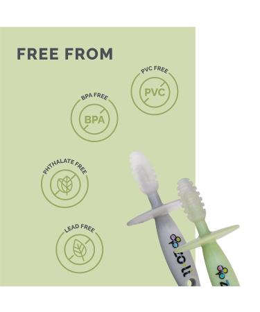 ZoLi Chubby Gummy Teether | 2-Pack Green/Grey BPA-Free Teething Stick for Baby Teething Relief - Buy Online on SooperMarket.com