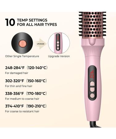 Thermal Brush 1.5 in Volumizing Brush Curling Iron Heated Curling Brush Ceramic Tourmaline Ionic Curling Comb Dual Voltage Travel Curling Iron with Brush LCD Display 10 Temperatures Heated Round Brush Pink - Buy Online on SooperMarket.com