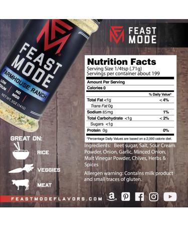 Farmhouse Ranch Meal Prep Seasoning - Savory Vinegar Buffalo Flavor - Low Sodium, No MSG, All Natural - Buy Online on SooperMarket.com