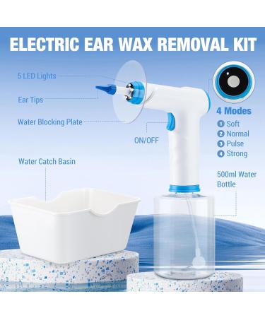 Electric Ear Cleaning Kit | 4 Cleansing Modes | 500ml Irrigation Solution | 5 LED Lights | 10 Nozzles for Wax Removal - Buy Online on SooperMarket.com