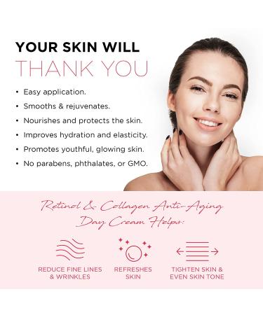 AZURE Retinol & Collagen Anti Aging Day Cream - 50mL - Hydrating Face Moisturizer for Fine Lines & Wrinkles - Even Skin Tone, Dark Spots - Korean Skincare - Buy Online on SooperMarket.com