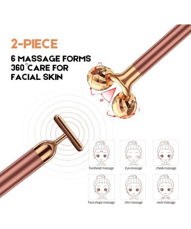 Beauty Bar 2-in-1 24k Golden Pulse Facial Massager | Electric Roller & T Shape Arm Eye Nose Head Massager | Skin Care Tool Kit - Buy Online on SooperMarket.com