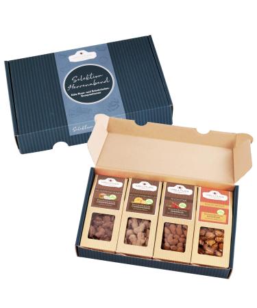 Gift set "Men's evening" *** vegan *** with caramelized nuts |4 Premium snacks in the gift box |Gift for man friend father brother grandpa |Wellnut premium presents caramelized snacks (vegan) 4 snacks in the gift box