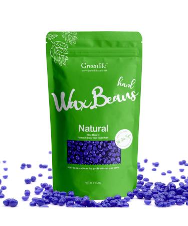 GreenLife 17.6oz/1.10lb/500g Hard Wax Beads Hard Wax Beans Hair Removal Painless Waxing Bean Home wax Kit for Facial Legs Arms Body Bikini Brazilian Pearl Depilatory Hot Waxs for Women and Men (Lavender)