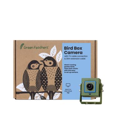 Green Feathers Wildlife 700TVL Wired Outdoor Bird Box Camera with Night Vision 940nm Invisible Infrared Includes 20m Video and Power Extension Cable Wired TV Camera & 20m Cable