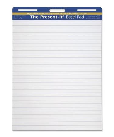 Present It Pacon The Easel Pad, Self-Adhesive, White, 1" Ruled 25" x 30", 25 Sheets
