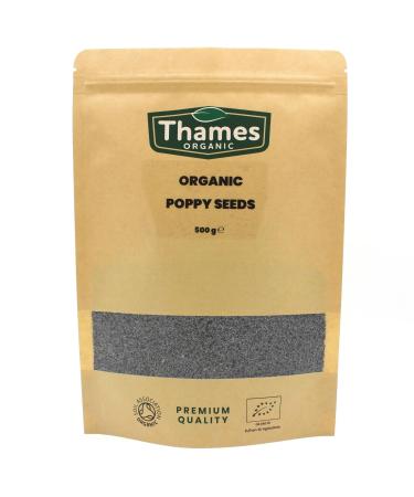 Organic Poppy Seeds - Nutritious & Flavorful Seeds - No Additives No Preservatives - Raw Vegan Non-GMO - Great for Baking Cooking and Sprinkling - Thames Organic 500g