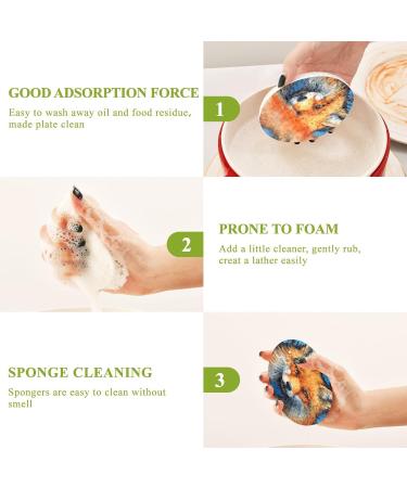 Kigai Cute Wolf Scrubbing Sponge 3 Packs Reusable Dish Wash Scrub Sponge Clean Stubborn Oil Stains Anti-Scratch Cleaning Sponge for Kitchen Tableware - Buy Online on SooperMarket.com