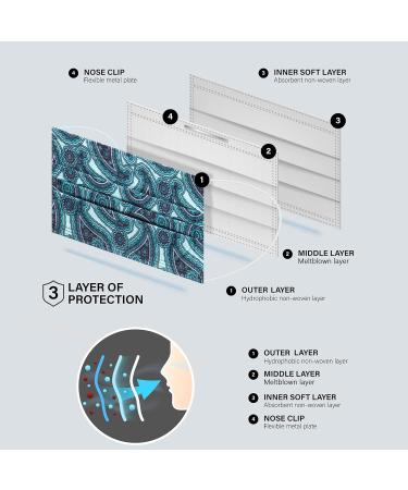 NU R Paisley Disposable Face Mask with Filter Layer - 10 Pack | Elastic Earloop | Retail Sealed Bags - PAISLEY-011 - Buy Online on SooperMarket.com