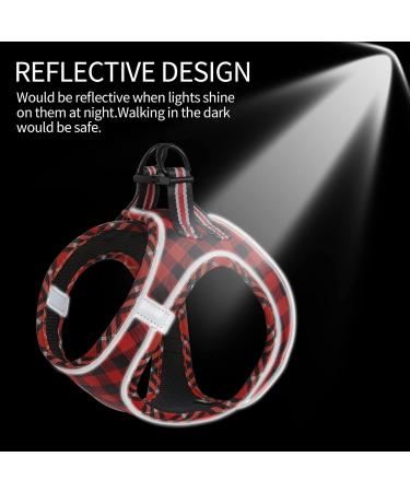 Adjustable Reflective Dog Harness for Small Dogs - Breathable Anti-Train Plaid Red - Perfect for Walking & Training - Buy Online on SooperMarket.com