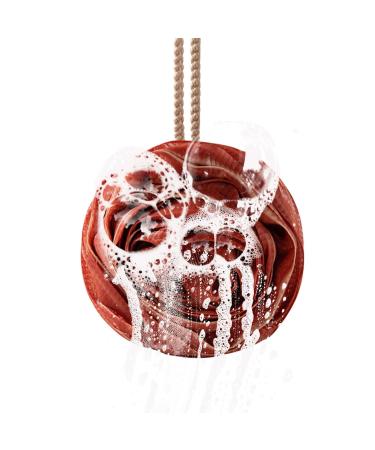 Visiblurry Shower Ball Sponge - Rose Large Bath Balls Cute Bath Balls with Lanyard Portable Bath Supplies for Home Apartment Bathroom Dormitory Red