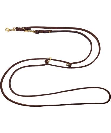 Premium Dog Liner Grease Leather Brass Leash - Adjustable 3.50m x 8mm for Small & Large Dogs - Durable Dark Brown - Buy Online on SooperMarket.com