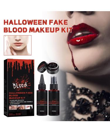 Realistic Halloween Fake Blood Spray & Gel Kit | Edible Washable SFX Makeup for Cosplay Zombie & Vampire Essentials - Buy Online on SooperMarket.com