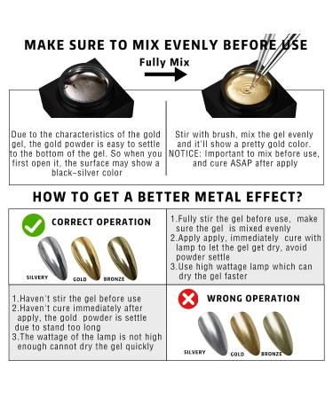 2x8ml Metallic Gel Nail Polish Kit - Glossy Mirror Silver & Gold Chrome Effect for Stunning Nail Art - Soak Off UV/LED DIY Manicure - Buy Online on SooperMarket.com