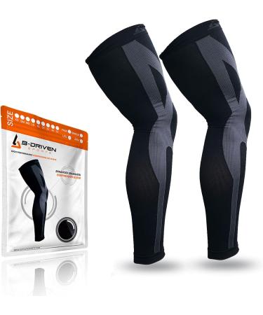 B-Driven Sports Full Leg Compression Sleeves - 20-30mmHG Medical Grade - Running and Recovery Support for Men and Women - Thigh, Calf, and Knee Compression - Size Medium - Buy Online on SooperMarket.com