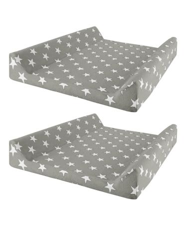 Lilly and Ben wrapping cover 2 Series Pack I Cuddling & Suction-strong cover with cotton surface for changing pads I easy-to-care clamping cover made of soft terry tea wedge.Gray Star for 2 - 3 increased pages