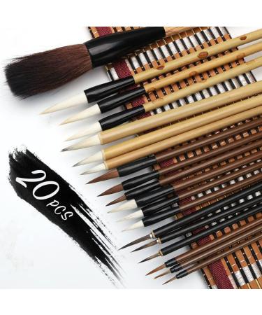 Chinese Calligraphy Brush Set - 20 PCS Sumi Painting Drawing Brushes with Bamboo Holder - On Sale Today - Buy Online on SooperMarket.com