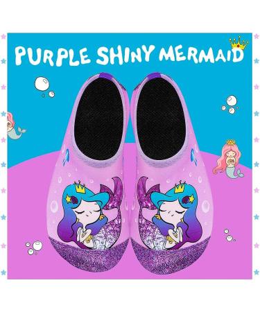 Kids Toddler Water Shoes Quick Dry Aqua Socks Non Slip Beach Swim Pool - D-Purple Shiny Mermaid - Size 12.5-13 Little Kid - Buy Online on SooperMarket.com
