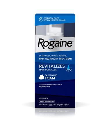 Men's Rogaine 5% Minoxidil Foam for Hair Loss and Hair Regrowth  Topical Treatment for Thinning Hair  1-Month Supply