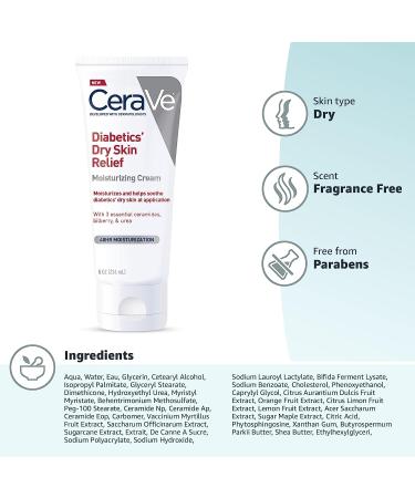 CeraVe Diabetics Dry Skin Moisturizing Cream | Urea & Bilberry | Fragrance-Free | 8 oz - Buy Online on SooperMarket.com