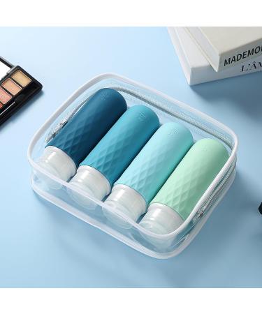 Gemice Travel Bottles for Toiletries CAA Approved 90ml Silicone Travel Bottles BPA Free Leak Proof Squeezable Travel Size Containers Travel Accessories for Shampoo Conditioner Lotion (4 Pack) Blue - Buy Online on SooperMarket.com