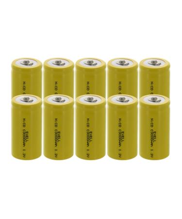 10x Exell C Size 1.2V 3000mAh NiCD Button Top Rechargeable Batteries for toys instruments/equipment electric razors toothbrushes radio controlled devices electric tools