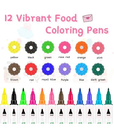 12 Colors Double Sided Edible Markers - Food Grade Pens for Decorating Cookies, Fondant, Desserts - Gourmet Writer for Baking & Easter Eggs - Buy Online on SooperMarket.com