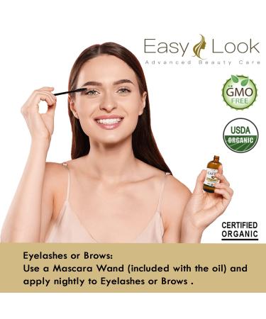Organic Castor Oil 4oz - USDA Certified, 100% Pure for Eyelashes, Eyebrows, Hair Growth - Skin Moisturizer & Hair Treatment - Buy Online on SooperMarket.com