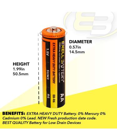 Exell AA Super Heavy-Duty Batteries - Pack of 12 | Long-lasting Reliable Power - International Shipping Available - Buy Online on SooperMarket.com