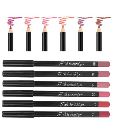 6pcs Lip Liner  Long Lasting Lip Pencil  Professional Waterproof Matte Long Lasting Lip Pencil Pigmented Cosmetics for Women Girls(set 02)
