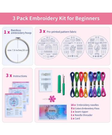 ETSPIL Embroidery Kit for Beginners - Learn 33 Stitches, Includes Hoop, Color Threads & Easy Instructions - Buy Online on SooperMarket.com