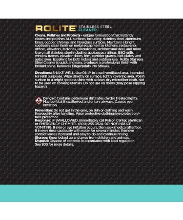 Rolite Stainless Steel Cleaner - 16 fl. oz. | Streak-Free Shine & Dirt Removal for International Shipping - Buy Online on SooperMarket.com