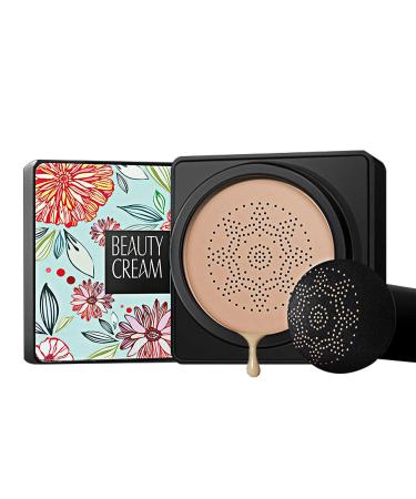 GL-Turelifes Mushroom Head Air Cushion Foundation CC Cream Water Feeling Flawless BB Cream Moisturizing Oil Control Lightweight & Smoothing Natural Concealer (Ivory White) 1 count (Pack of 1) Ivory White