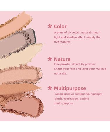 NewBang 6-Color Blush Highlighter Makeup Palette - Matte, Shimmer & Metallic Finish for Contouring, Blushing & Highlighting - Long Lasting & Waterproof Formula for a Natural Sparkle - Women's Face Blusher - Buy Online on SooperMarket.com