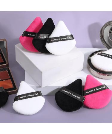 MAANGE 6 Pcs Triangle Makeup Puff Set for Loose Powder - Soft Face Body Foundation Puffs - Triangular Design for Contouring - 3 Black + 3 White - Buy Online on SooperMarket.com