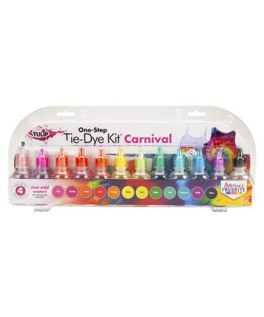 Tulip One-Step Tie-Dye Kit, Carnival, Ultra-Colorful Results, All-in-1 Starter Kit for Fun Fashion Designs, 12 Colors